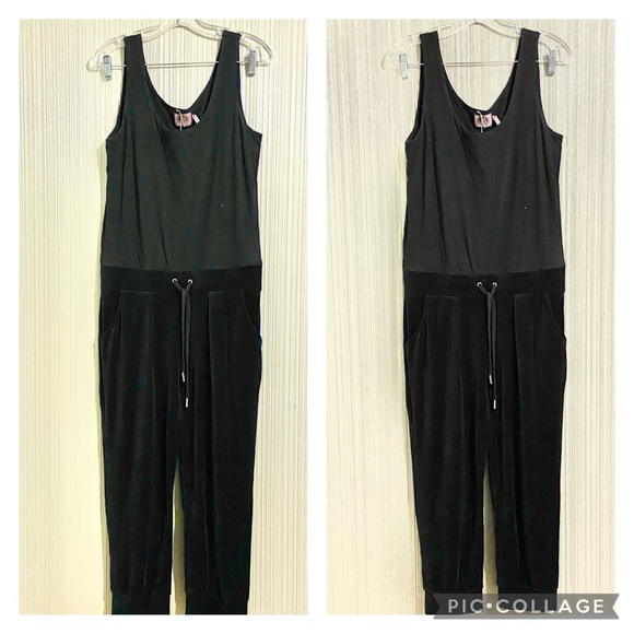 Juicy Couture Velour Midnight Blue Cotton Poly Sleeveless Tank Jogger Jumpsuit! - Picture 1 of 10